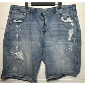 Lane Bryant Bermuda Shorts Women's 26 Demin Distressed